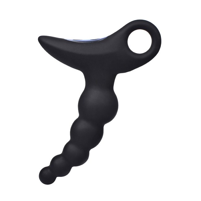 Черный силиконовый анальный вибромассажер-ёлочка с колечком-ограничителем Черный силиконовый анальный вибромассажер-ёлочка с колечком-ограничителем