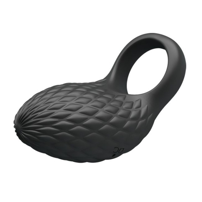 Черное эрекционное виброкольцо с рельефным дизайном Heloise Черное эрекционное виброкольцо с рельефным дизайном Heloise