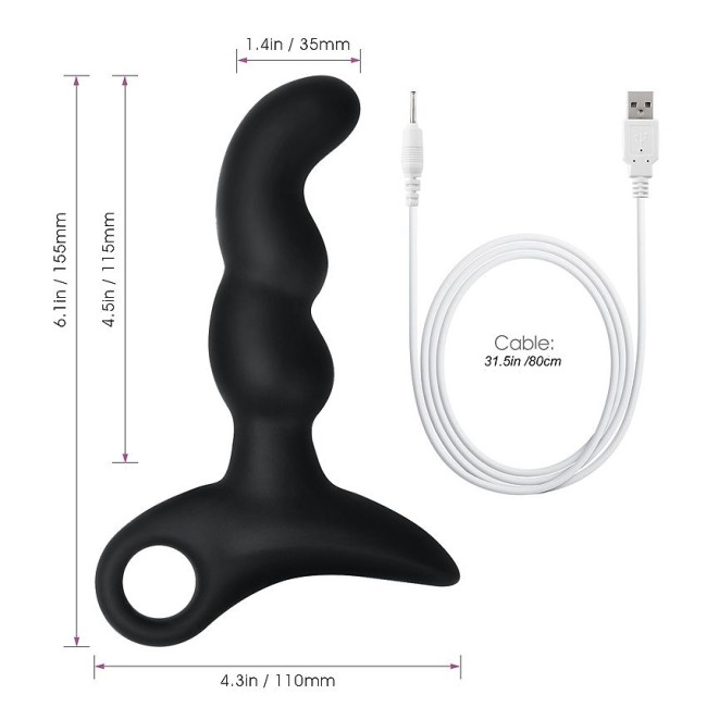 Черный силиконовый анальный вибромассажер-ёлочка Erokay Черный силиконовый анальный вибромассажер-ёлочка Erokay