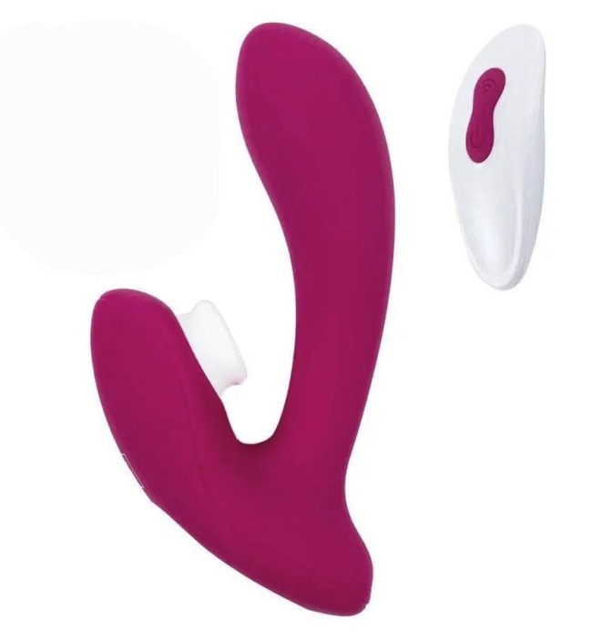 Бордовый вибратор для точки G с вакуум-волновой стимуляцией клитора Venus Бордовый вибратор для точки G с вакуум-волновой стимуляцией клитора Venus