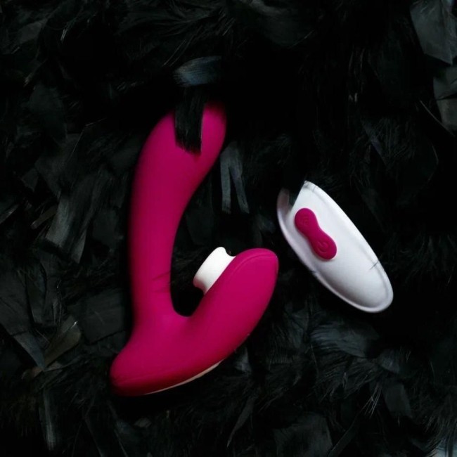 Бордовый вибратор для точки G с вакуум-волновой стимуляцией клитора Venus Бордовый вибратор для точки G с вакуум-волновой стимуляцией клитора Venus