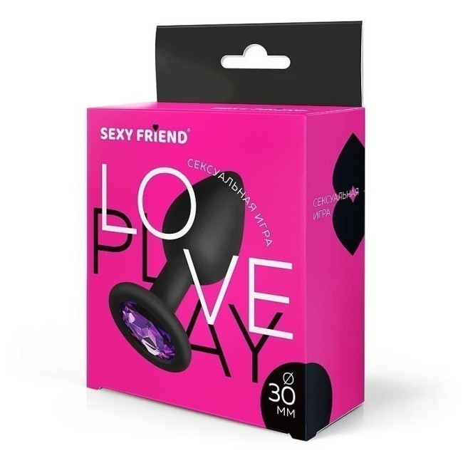 Черная силиконовая анальная втулка с фиолетовым кристаллом - 7,3 см. Черная силиконовая анальная втулка с фиолетовым кристаллом - 7,3 см.