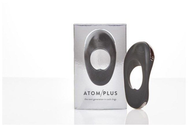 Черное эрекционное виброкольцо с двумя виброэлементами ATOM PLUS Черное эрекционное виброкольцо с двумя виброэлементами ATOM PLUS