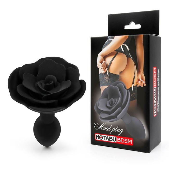Черная гладкая анальная втулка-роза Черная гладкая анальная втулка-роза