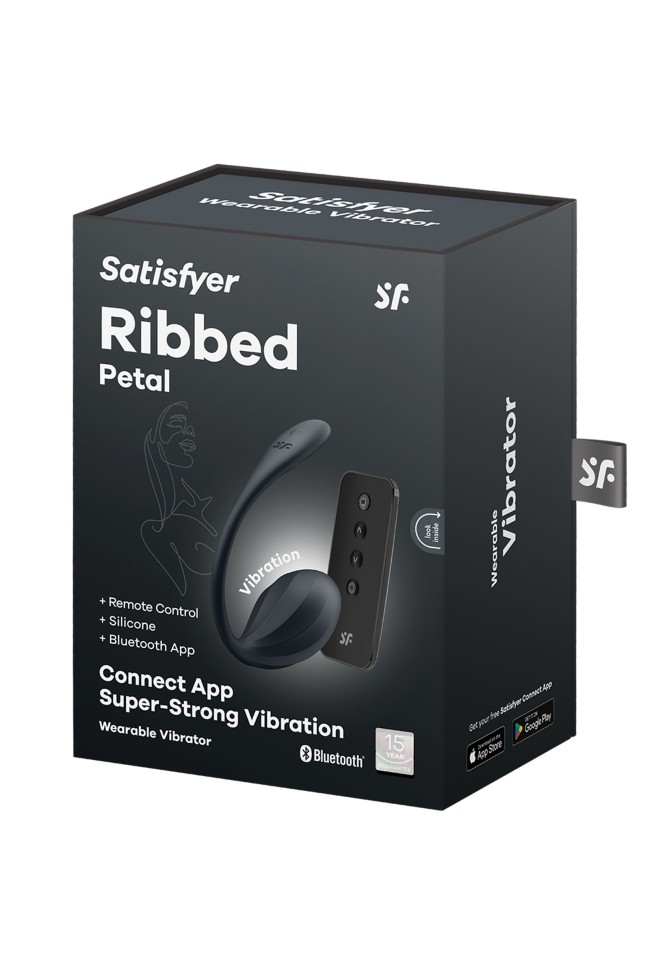 Черное виброяйцо Ribbed Petal с пультом ДУ Черное виброяйцо Ribbed Petal с пультом ДУ