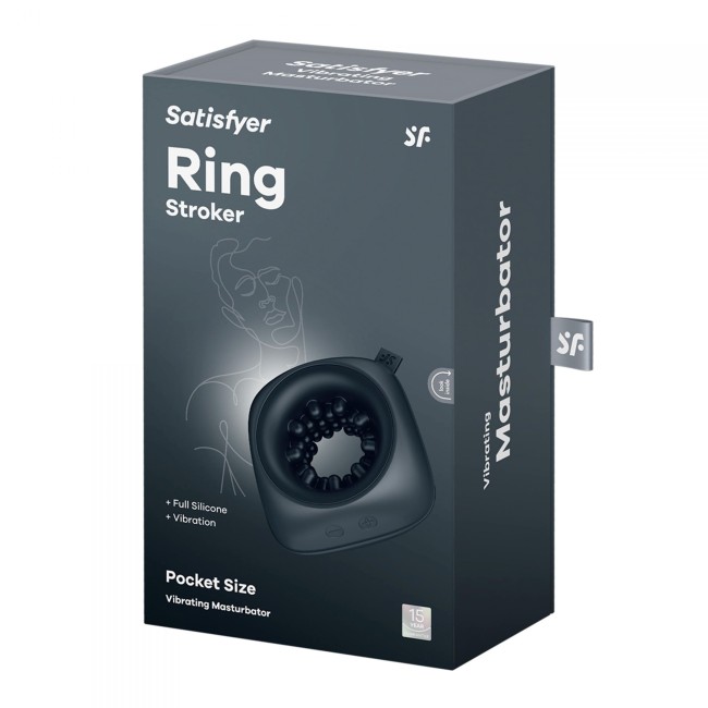 Черный мужской вибромассажер Ring Stroker Черный мужской вибромассажер Ring Stroker