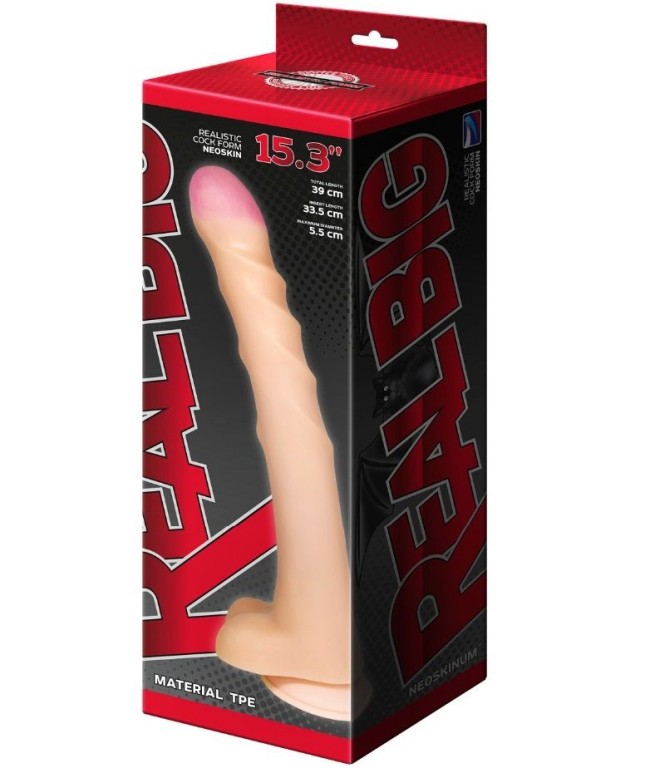 Телесный ребристый фаллоимитатор-супергигант с мошонкой на присоске - 39 см. Телесный ребристый фаллоимитатор-супергигант с мошонкой на присоске - 39 см.