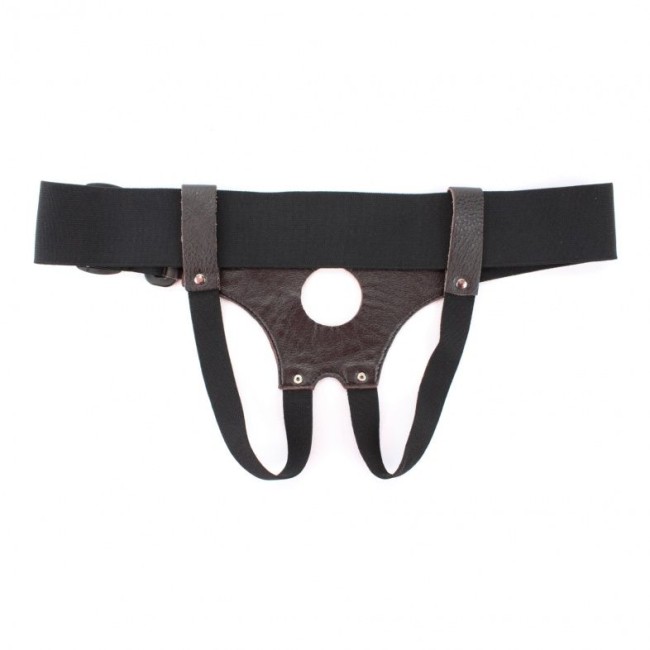 Коричневые кожаные трусики-джоки для насадок Коричневые кожаные трусики-джоки для насадок