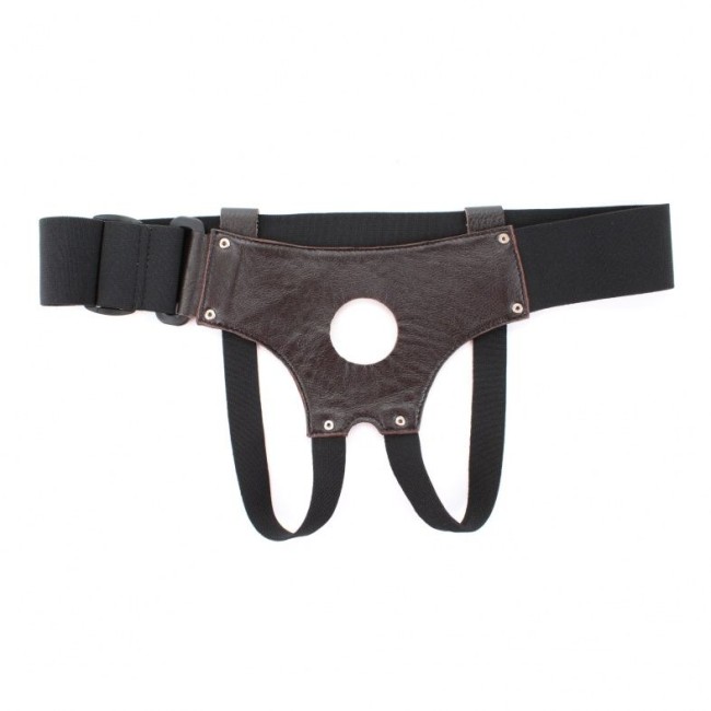 Коричневые кожаные трусики-джоки для насадок Коричневые кожаные трусики-джоки для насадок