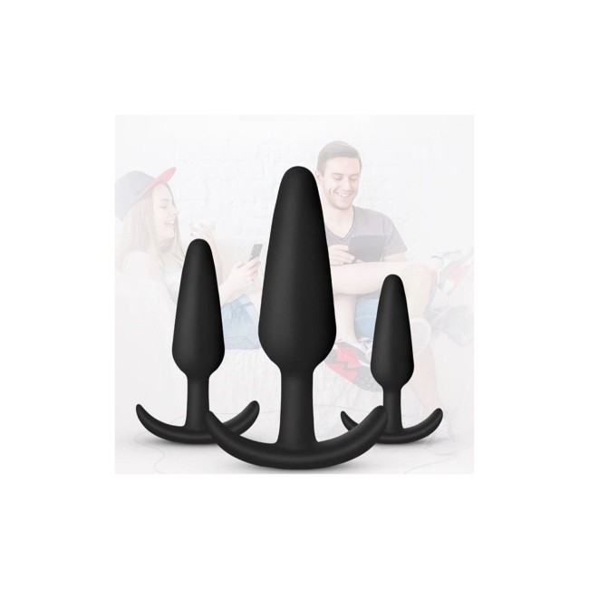 Набор из 3 черных анальных пробок Набор из 3 черных анальных пробок