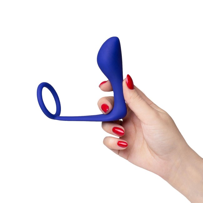 Синее эрекционное кольцо c анальным стимулятором Satyr Синее эрекционное кольцо c анальным стимулятором Satyr