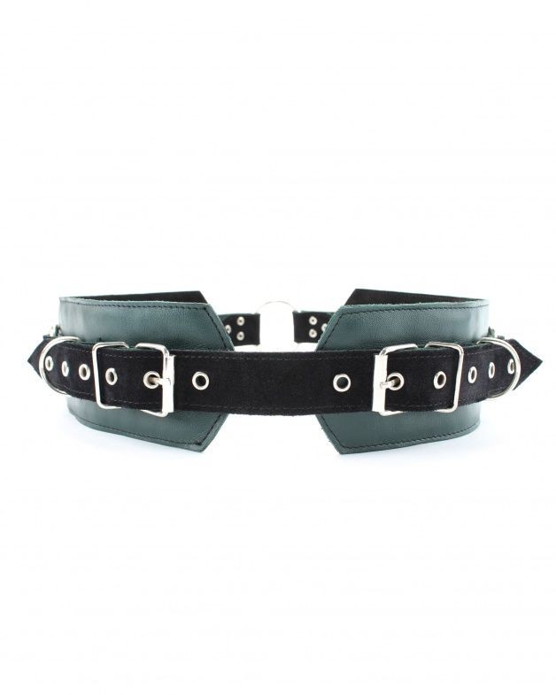 Изумрудный пояс с колечками для крепления наручников Emerald Leather Belt Изумрудный пояс с колечками для крепления наручников Emerald Leather Belt