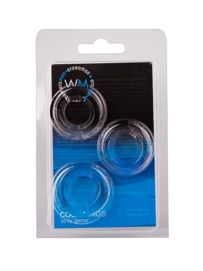 Набор из 3 гладких прозрачных эрекционных колец Набор из 3 гладких прозрачных эрекционных колец