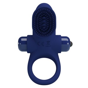 Синее эрекционное виброкольцо в клиторальной щеточкой