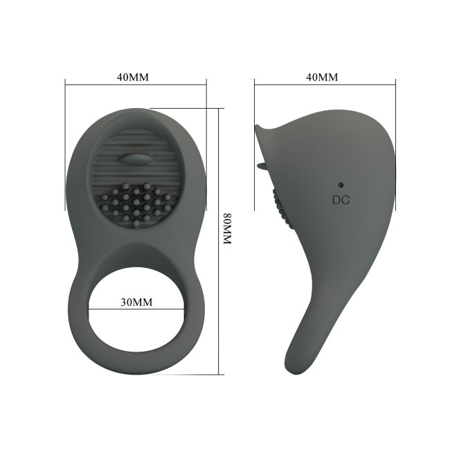 Серое эрекционное виброкольцо со стимуляцией клитора Серое эрекционное виброкольцо со стимуляцией клитора