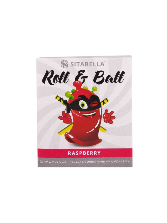 Стимулирующий презерватив-насадка Roll Ball Raspberry Стимулирующий презерватив-насадка Roll Ball Raspberry