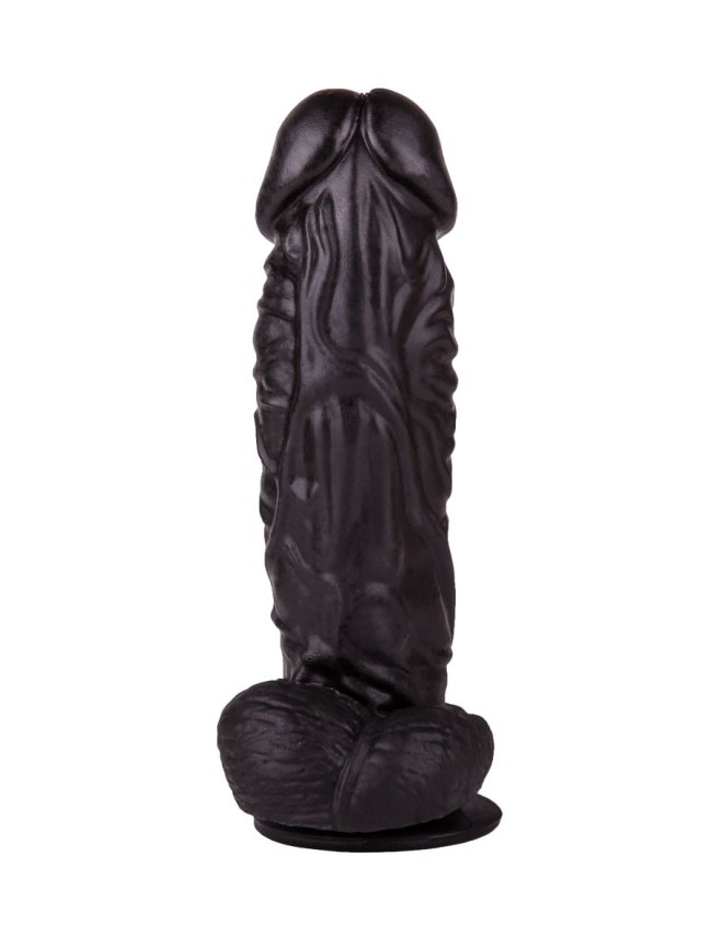 Большой чёрный фаллоимитатор на присоске - 20,5 см. Большой чёрный фаллоимитатор на присоске - 20,5 см.