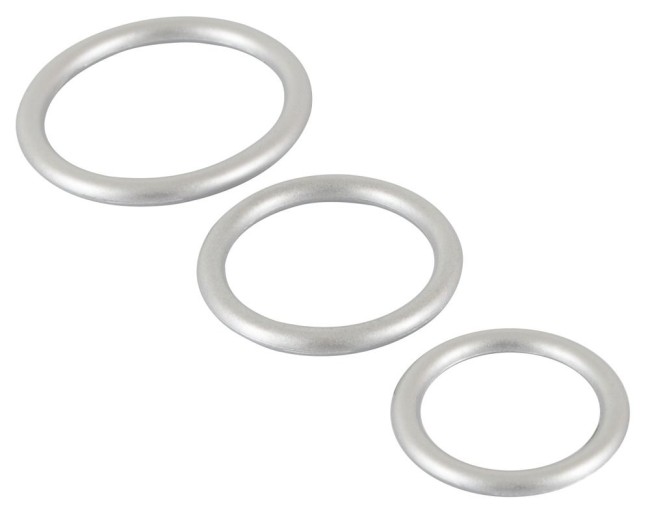 Набор из 3 эрекционных колец под металл Metallic Silicone Cock Ring Set Набор из 3 эрекционных колец под металл Metallic Silicone Cock Ring Set