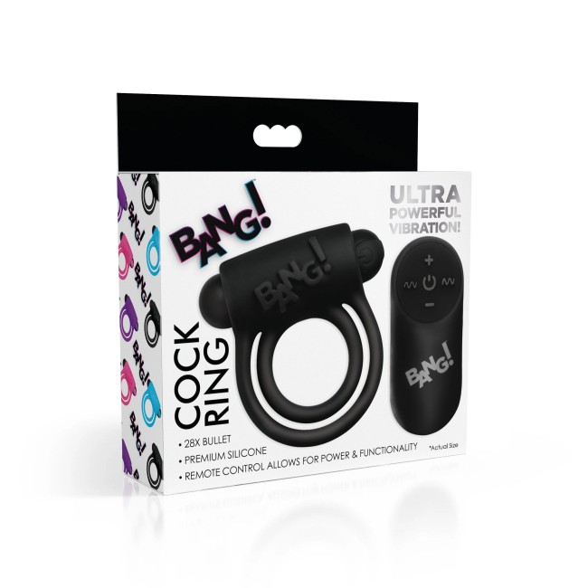 Черное эрекционное виброкольцо 28X Remote Control Vibrating Cock Ring Bullet Черное эрекционное виброкольцо 28X Remote Control Vibrating Cock Ring Bullet